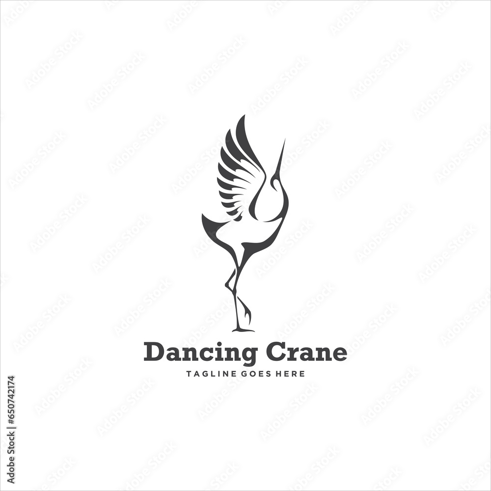 Obraz premium Crane Bird Logo Design Vector Image