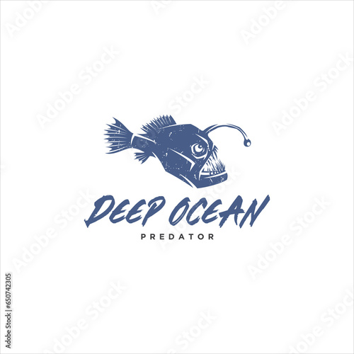 Anglerfish Deep Ocean Predator Logo Design Vector Image