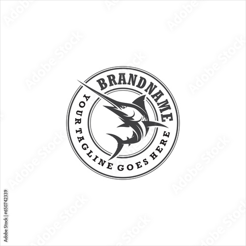 Marlin Giant Sword Fish Logo Design Vector Image