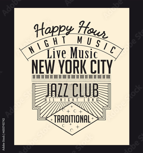 Canvas Print Vector illustration of new york city and music. t shirt graphics