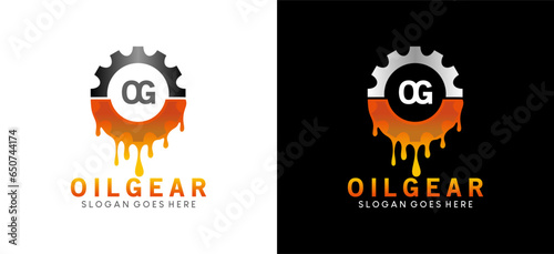 Oil Gear Machine logo symbol design, oil melt logo with vector gears