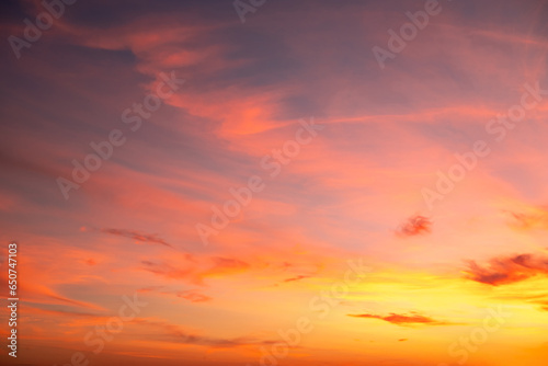 Beautiful , luxury soft gradient orange gold clouds and sunlight on the blue sky perfect for the background, take in everning,Twilight, Large size, high definition landscape photo