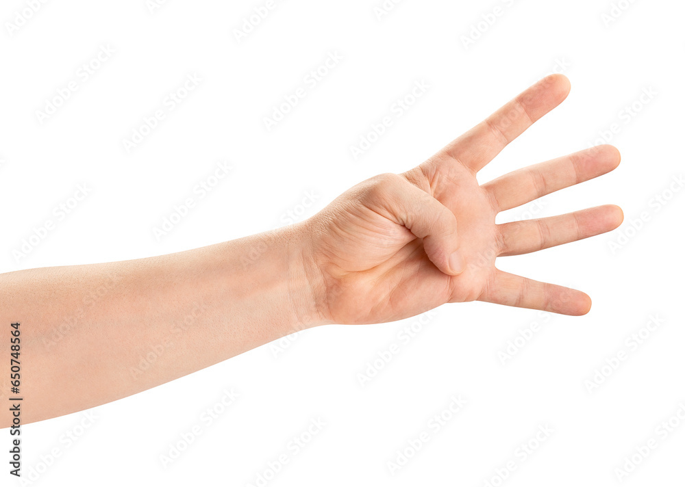 four fingers gesture path isolated on white four fingers gesture path isolated on white