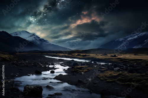 A stunning capture of the Milky Way galaxy stretching across a dark, night-time landscape, evoking a sense of wonder