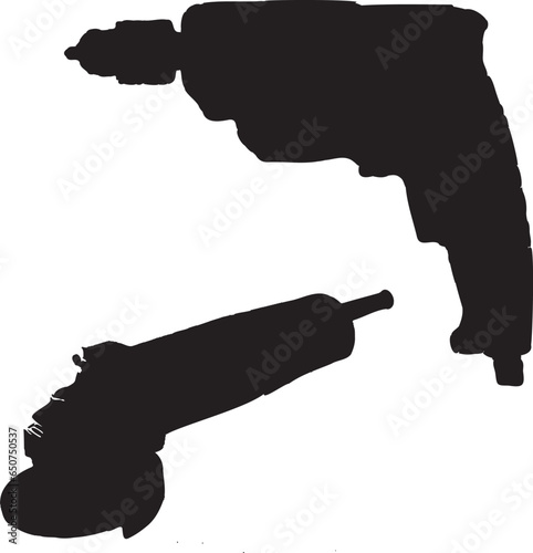 silhouette of a power tools cordless and grinder