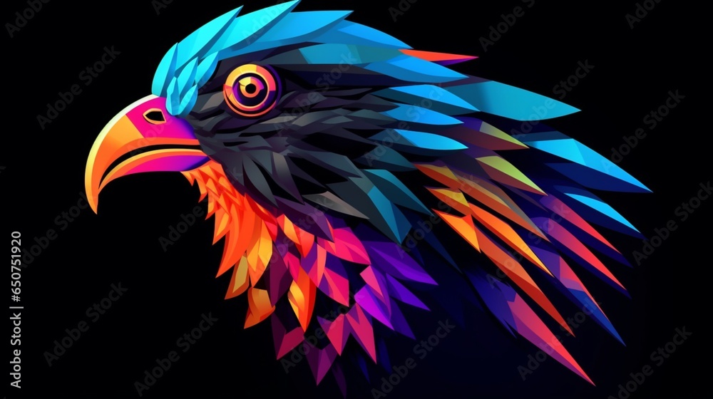 Obraz premium a hip colorful Pigeon head design with a futuristic.Generative AI
