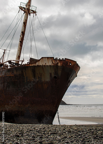 Aground ship at cabo san pablo beach, argentina
