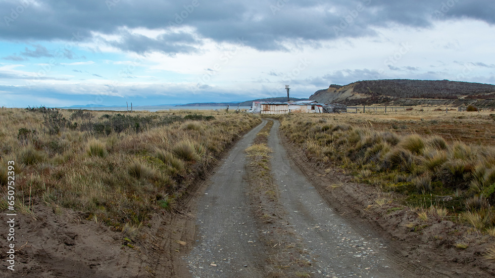 Dirt road, cabo san pablo, tierra del fuego, argentina Dirt road, cabo san pablo, tierra del fuego, argentina