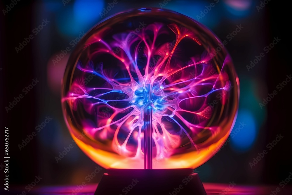 static electricity ball - close-up view of a plasma sphere emanating static electricity. static electricity ball - close-up view of a plasma sphere emanating static electricity.