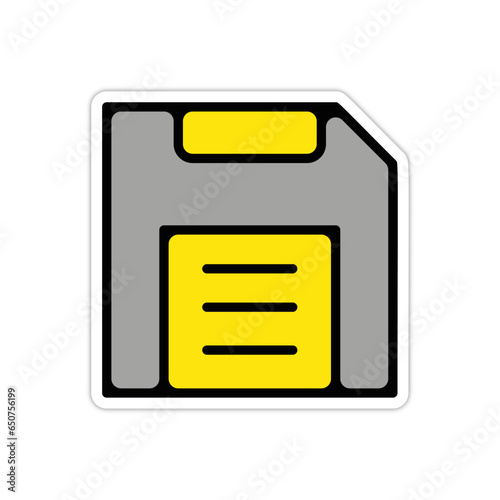 picto logo icones et symbole disquette stockage epais couleur jaune relief