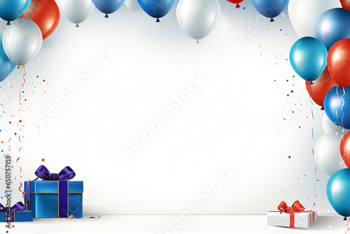 vector birthday for text on white background with gift decoration elements and balloons for birthday celebration greeting design