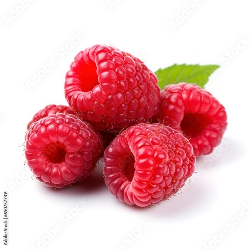  Raspberries isolated on a white background