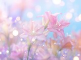 Colorful Pastel Cute Flower Watercolor Background With Bokeh Light. Wallpaper. Valentine's Day Banner. Abstract. Rainbow. Winter. Christmas. Generative AI