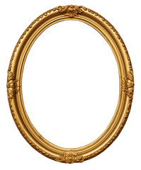 Vintage oval round photo frame isolated.
