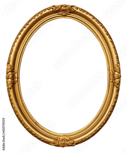 Vintage oval round photo frame isolated.
