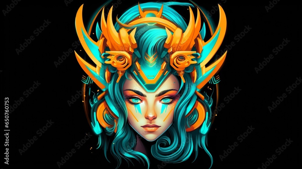 a hip colorful Turquoise head design with a futuristic.Generative AI a hip colorful Turquoise head design with a futuristic.Generative AI