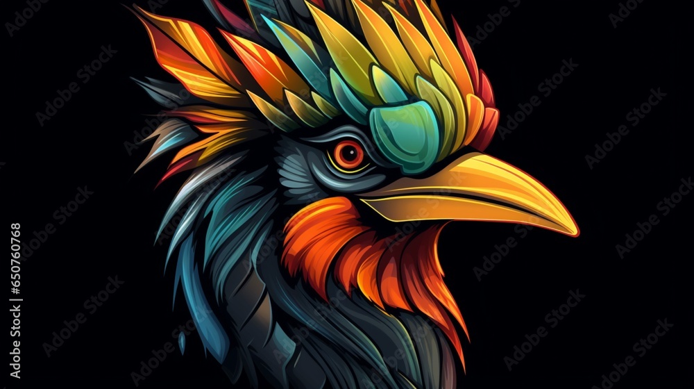 a hip colorful Woodpecker head design with a futuristi.Generative AI a hip colorful Woodpecker head design with a futuristi.Generative AI