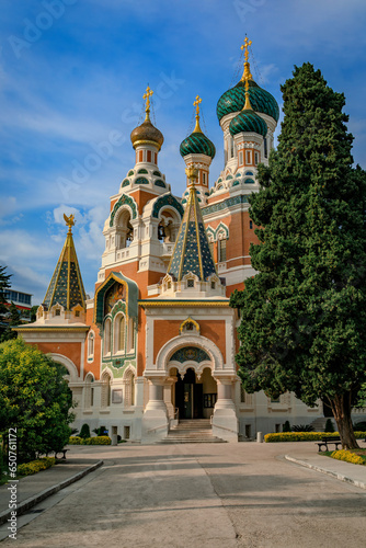 Ornate Saint Nicholas Russian Orthodox Cathedral in Nice, the largest Eastern Orthodox cathedral in Western Europe and a National Monument in France