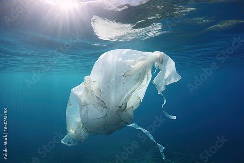 Plastic pollution in the oceans. Preserve marin life and ecology concept. Generative Ai