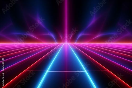 Glowing neon lines in 3D dynamic speed lights on a dark canvas