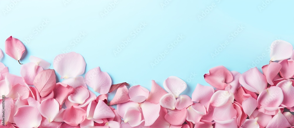 rose petals on isolated pastel background Copy space
