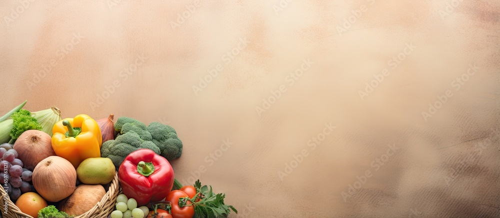 Zoomed in view of a newly cleaned vegetable basket isolated pastel background Copy space