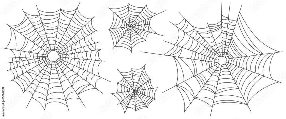 Vector Set of spider web on white