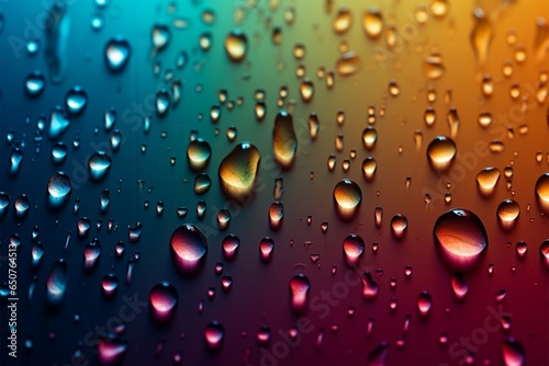Vivid gradient mixed colors meet small raindrops  crafting a striking background