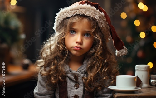 Child girl in Santa Claus h...