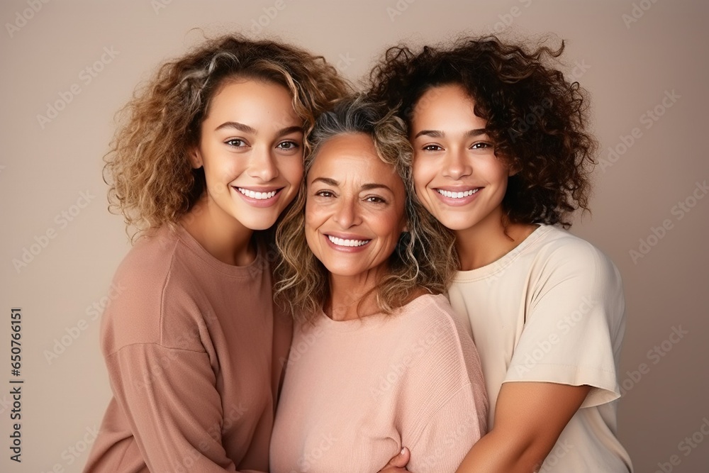 Mother with two beautiful daughter 