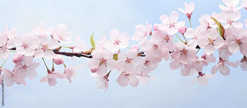 Cherry blossom in Thailand with a tranquil backdrop isolated pastel background Copy space Cherry blossom in Thailand with a tranquil backdrop isolated pastel background Copy space