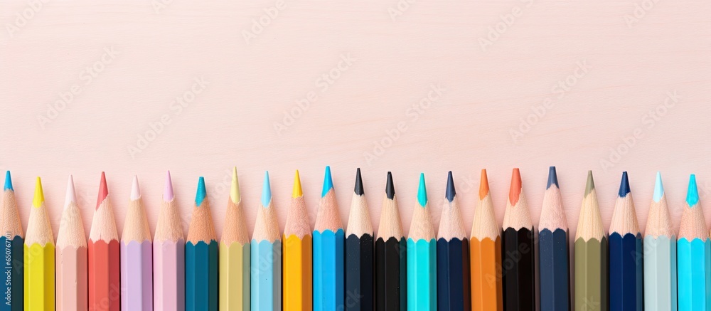 Group of wooden colored pencils on a isolated pastel background Copy space Concept for education creativity art drawing Group of wooden colored pencils on a isolated pastel background Copy space Concept for education creativity art drawing