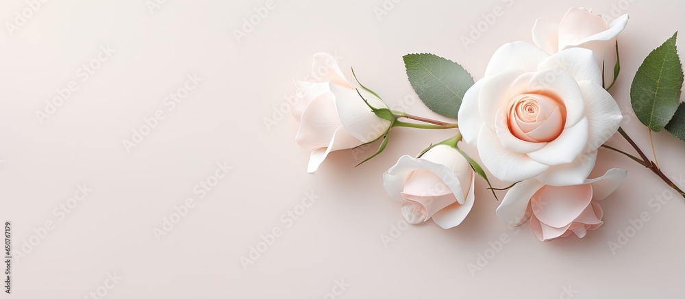 rose that is white isolated pastel background Copy space rose that is white isolated pastel background Copy space