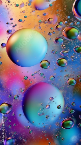 A colorful display of floating bubbles in the air