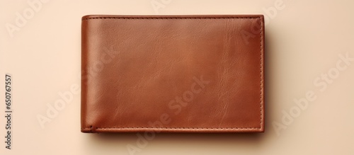 Brown leather wallet with dollars isolated on a isolated pastel background Copy space