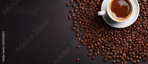 Coffee cup made from beans on a isolated pastel background Copy space