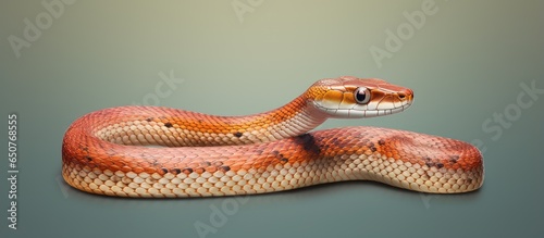 The radiated ratsnake copperhead rat snake or copperheaded trinket snake Coelognathus radiatus is a nonvenomous colubrid found on a isolated pastel background Copy space photo