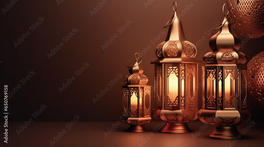 Obraz premium realistic three dimensional decorative arabic lantern