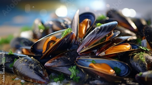 A delicious plate of fresh mussels