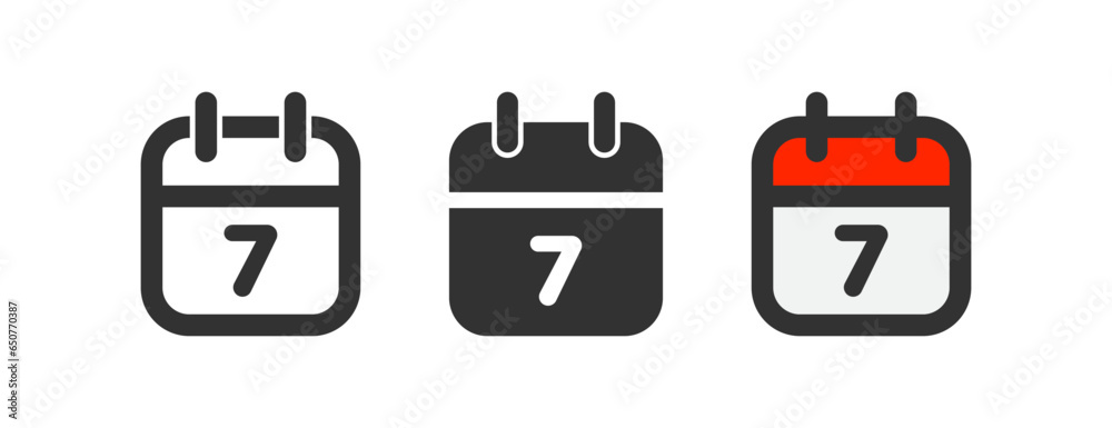 Calendar icon. Month symbol. Day signs. Date symbols. Schedule icons. Black, flat color. Vector sign. Calendar icon. Month symbol. Day signs. Date symbols. Schedule icons. Black, flat color. Vector sign.