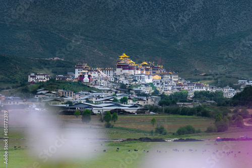 Songzanlin Monastery is the largest Tibetan Buddhist monastery in Yunnan province  in Shangri-La, Yunnan, China. photo