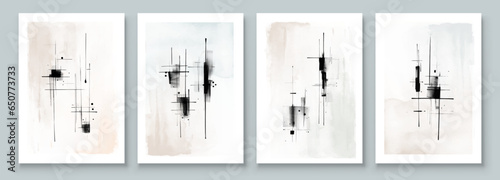 Abstract Hand Paint Art. Illustrations for Wall Decoration Print, Postcard, Social Media Banner, Brochure Cover Design or Background. Modern Abstract Painting Artwork. Vector Pattern