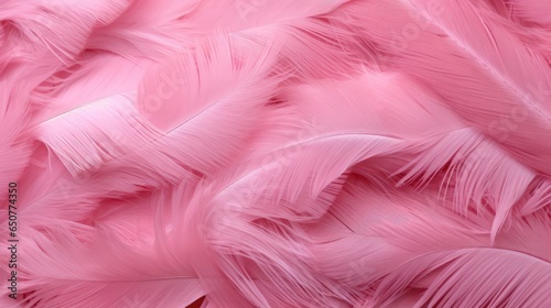 Close-up of pink bird feathers print background. Luxury backdrop for fashion, textile, print, banner
