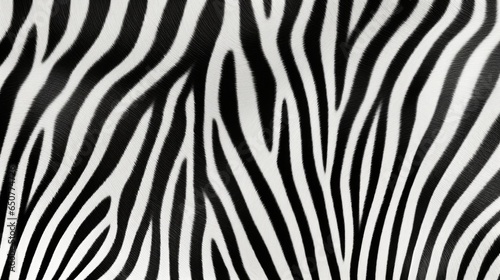 Close-up of black and white zebra fur print background. Animal skin backdrop for fashion, textile, print, banner