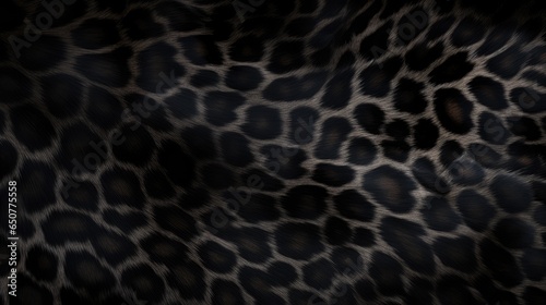 Close-up of black panther leopard fur print background. Animal skin backdrop for fashion, textile, print, banner © eireenz