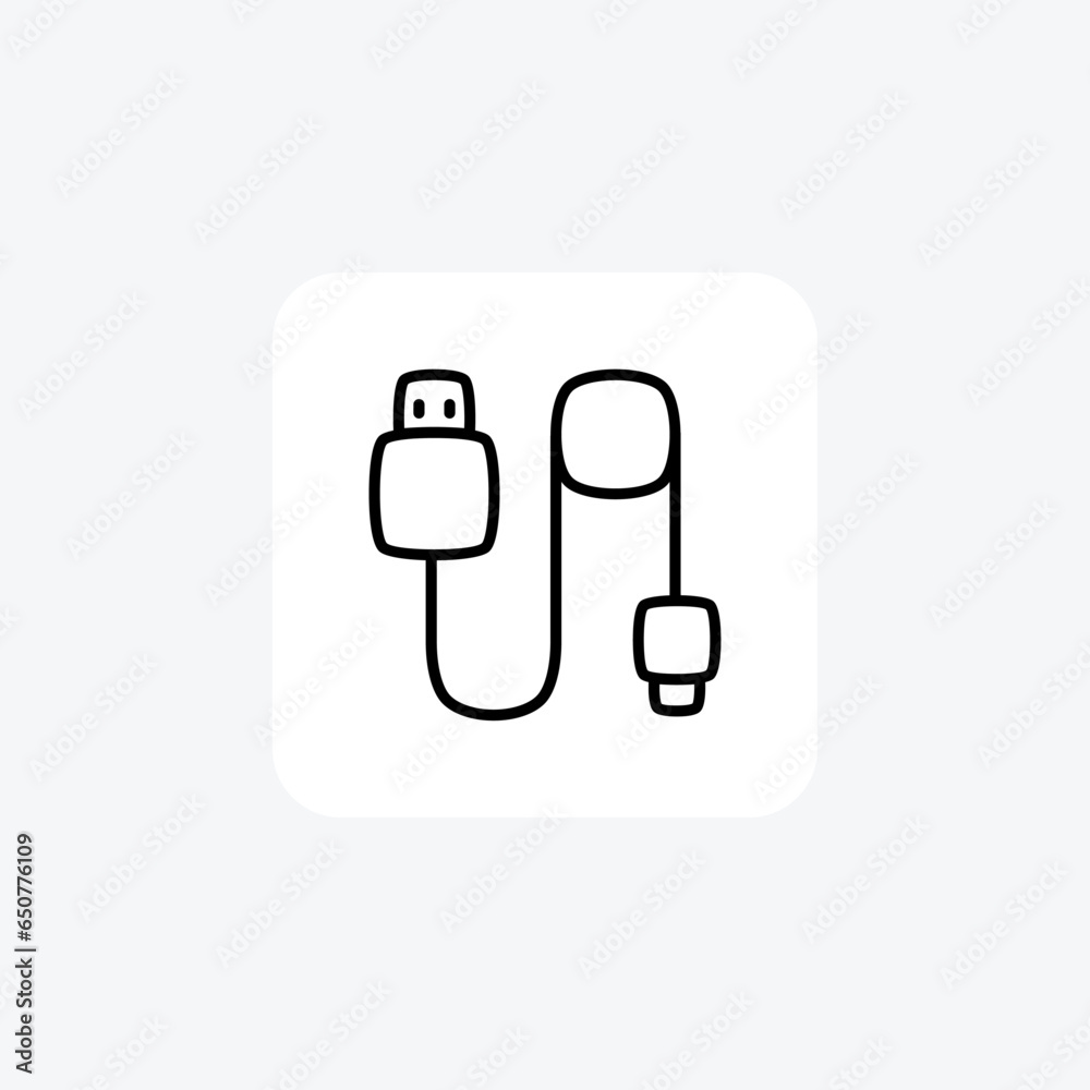 Data Cable Computer Hardware, Computer Component Line Style Oultine Icon Data Cable Computer Hardware, Computer Component Line Style Oultine Icon