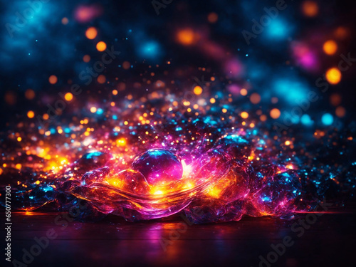 abstract colorful background with bokeh-defocused lights and stars. AI-Generated