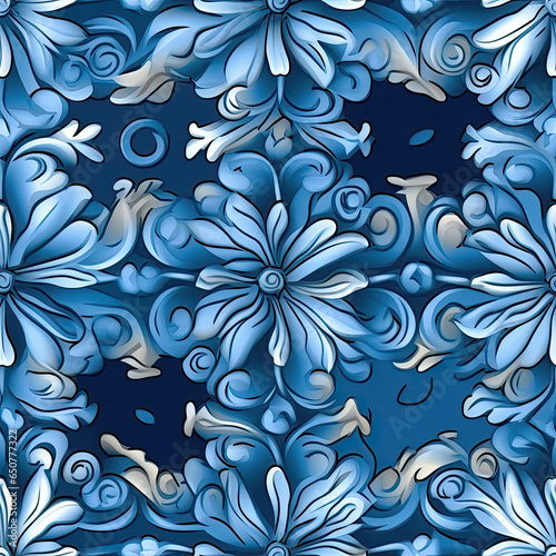 Blue royalty seamless pattern backgroud, AI Generated