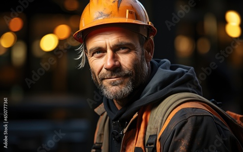 Portrait of a Skilled Construction worker. Generative AI © piai