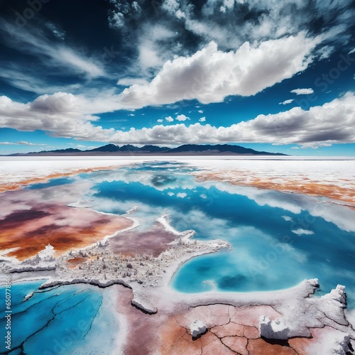 salar de uyuni or the salt lake with attractive light and details  photo